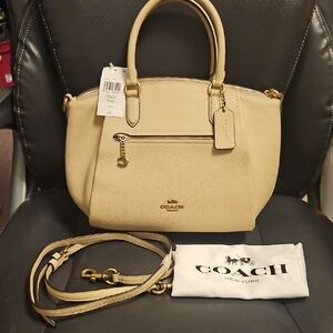NWT Coach Cream Leather Handbag- Elise